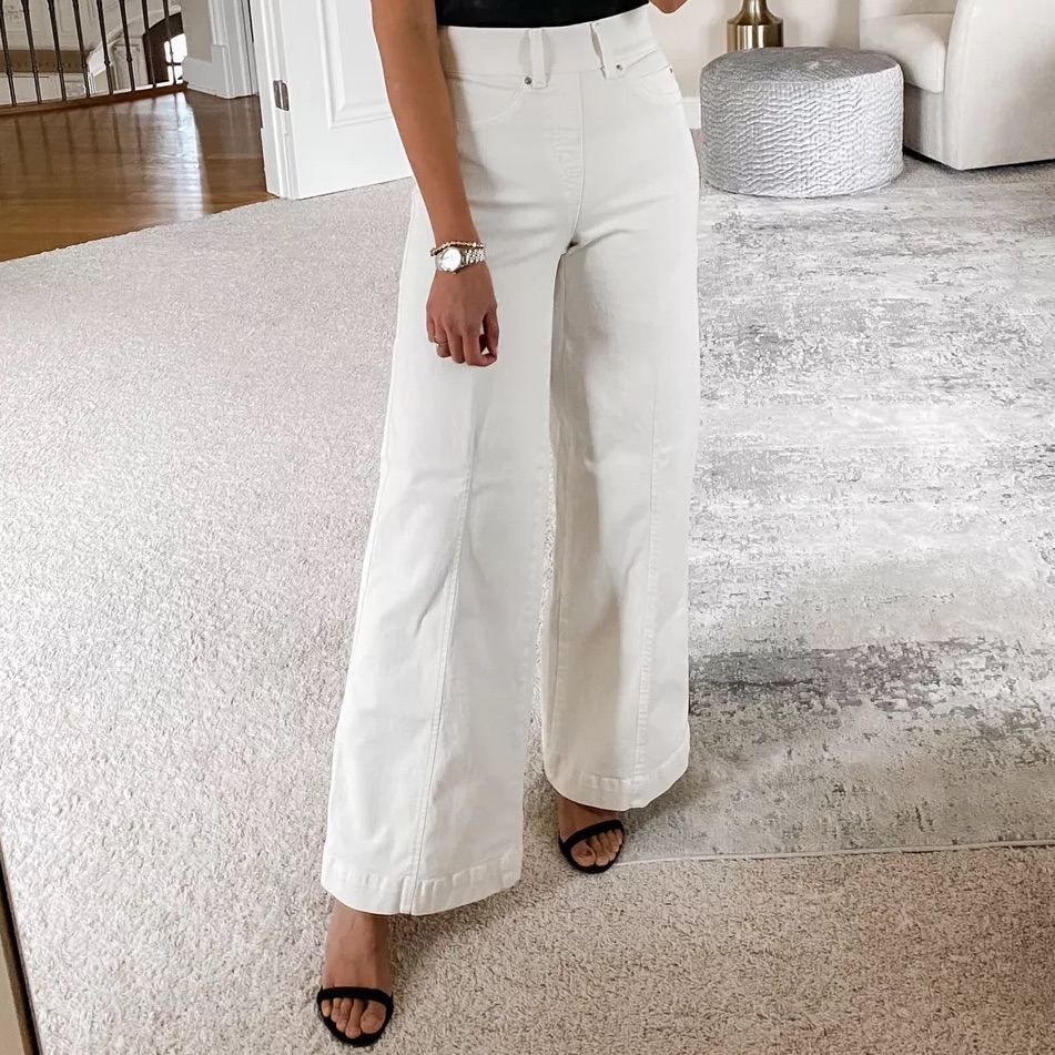 Spanx Ecru Wide Leg Denim Pants